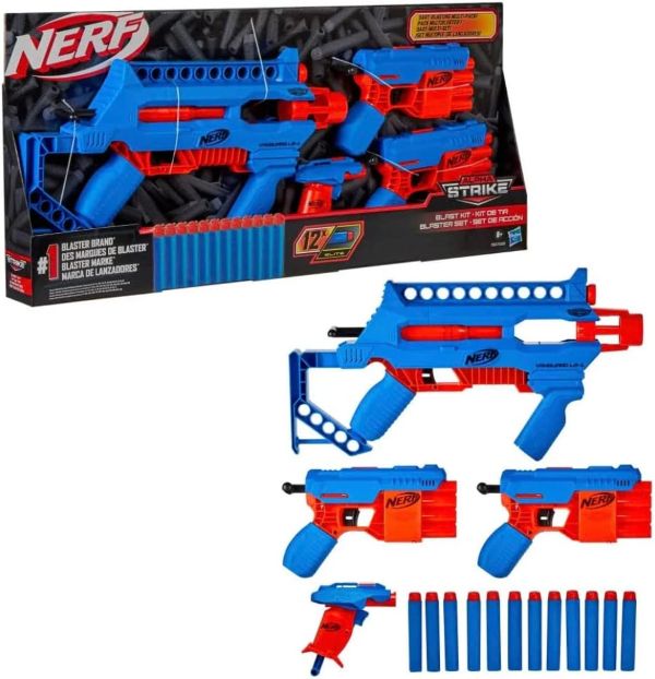 HASBRO – NERF – Alpha Strike Blast Kit –  Fucile e Pistola con Munizioni e Bombe a Mano (In box aperto 70x31cm)…x3